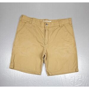 Carhartt Canvas Shorts Mens 42 Beige Khaki Flex Stretch Relaxed Distressed